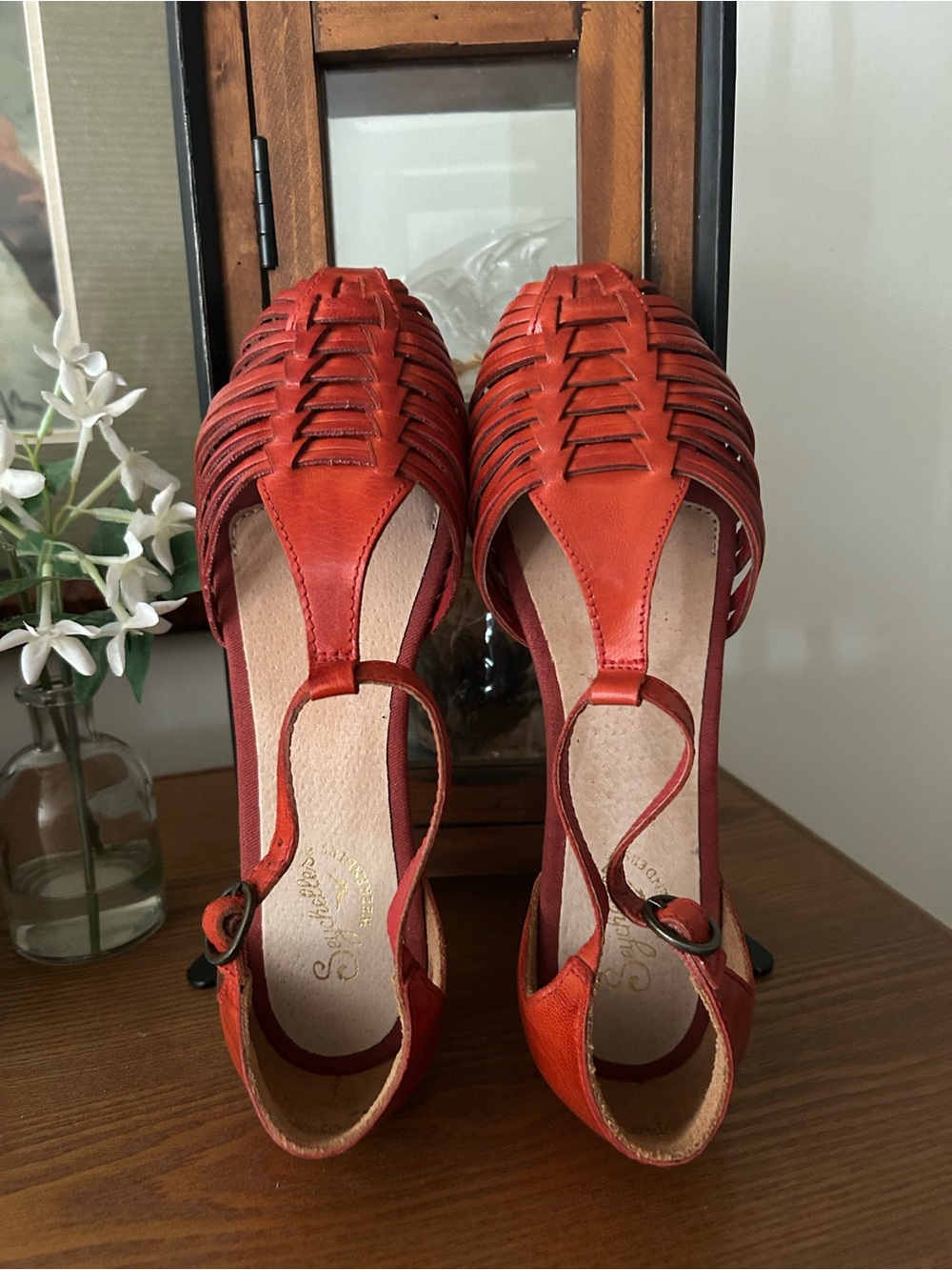 Seychelles Red Strappy Peep-Toe Heels